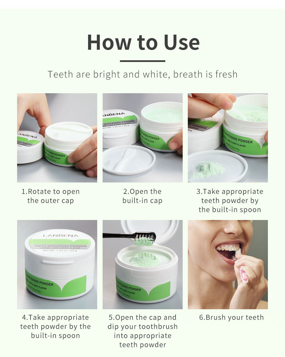 LANBENA TEETH WHITENING POWER Lime tooth powder