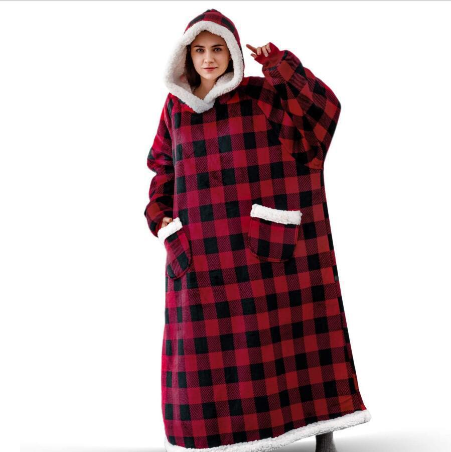 Lazy Blanket Hooded Flannel TV Blanket Lazy Clothes Pajamas Sweater